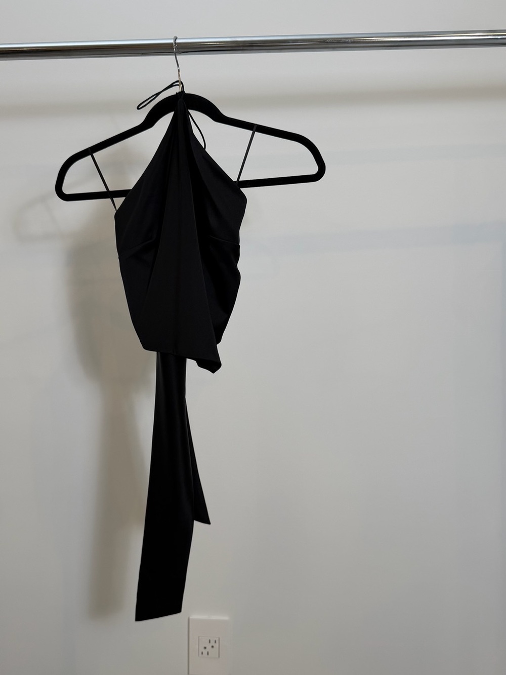Black Halter Tie-Front Dress